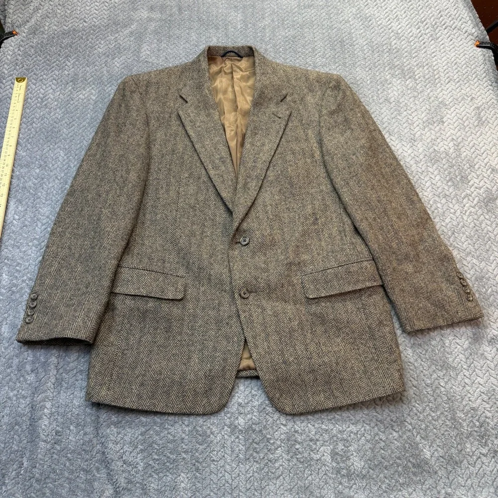 Burberrys Blazer Mens 41R Brown Wool Herringbone Sport Coat Vintage